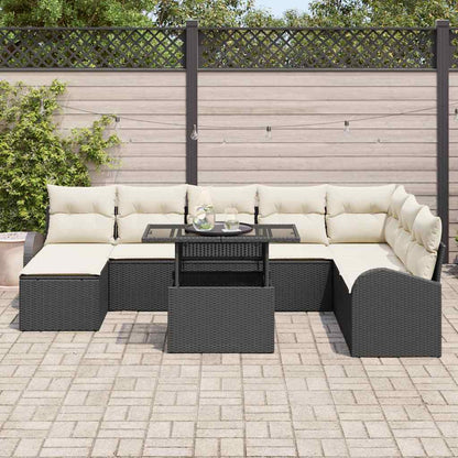 Havesofa Sæt 9 Stk. Sort Og Cream Polyrattan - Billede 3