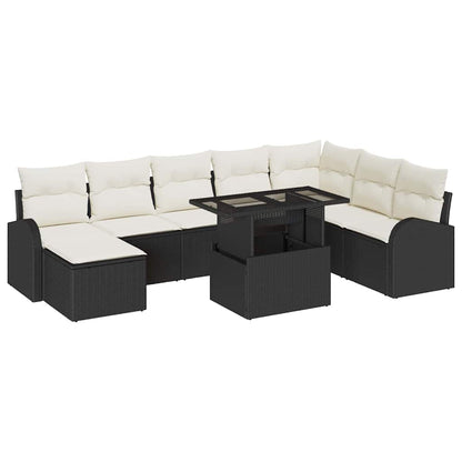 Havesofa Sæt 9 Stk. Sort Og Cream Polyrattan - Billede 2