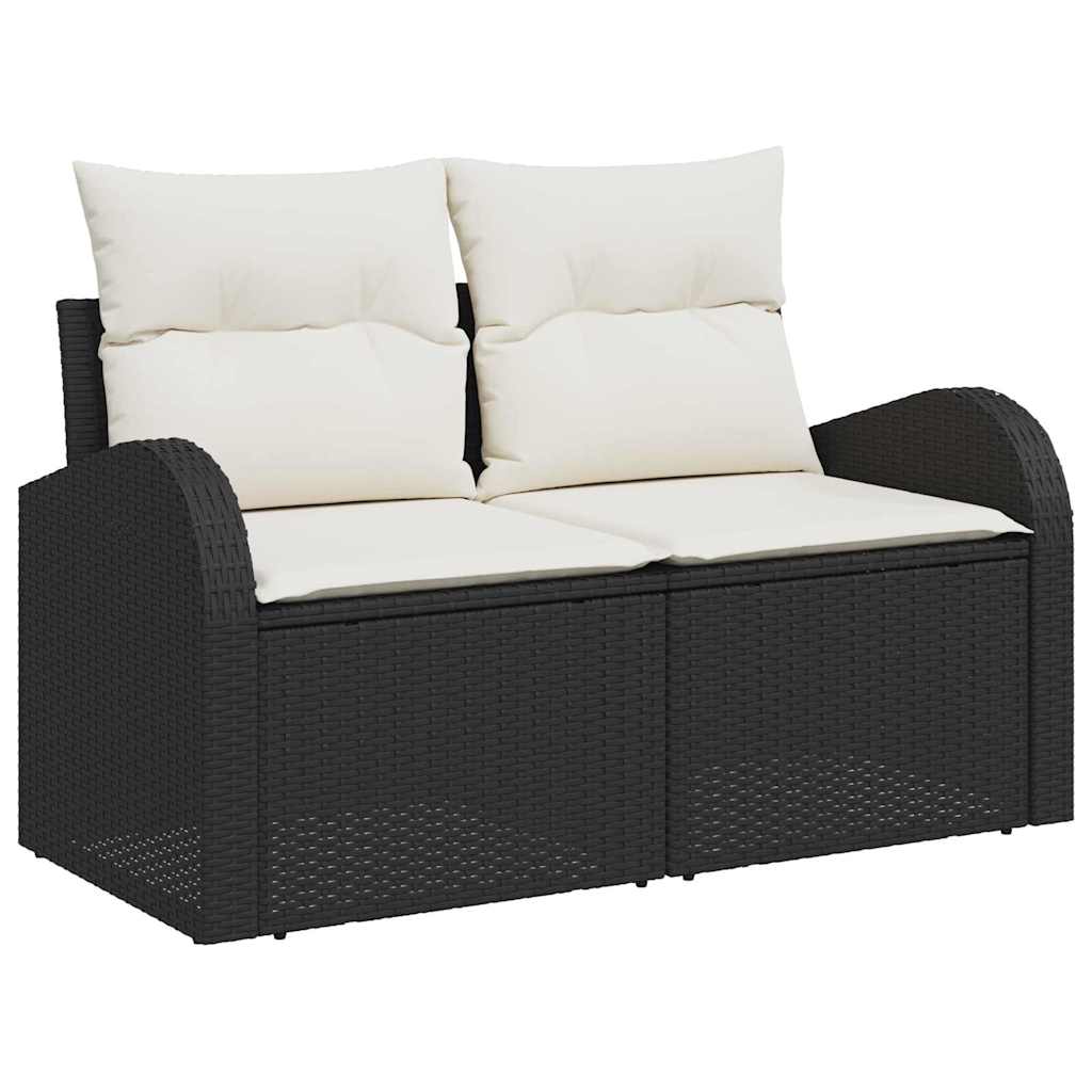 Havesofa Sæt 9 Stk. Sort Og Cream Polyrattan - Billede 4