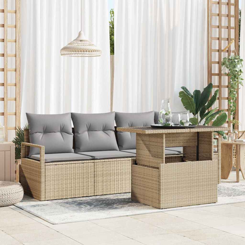Havesofa Sæt Med Opbevaring 5 Dele Polyrattan