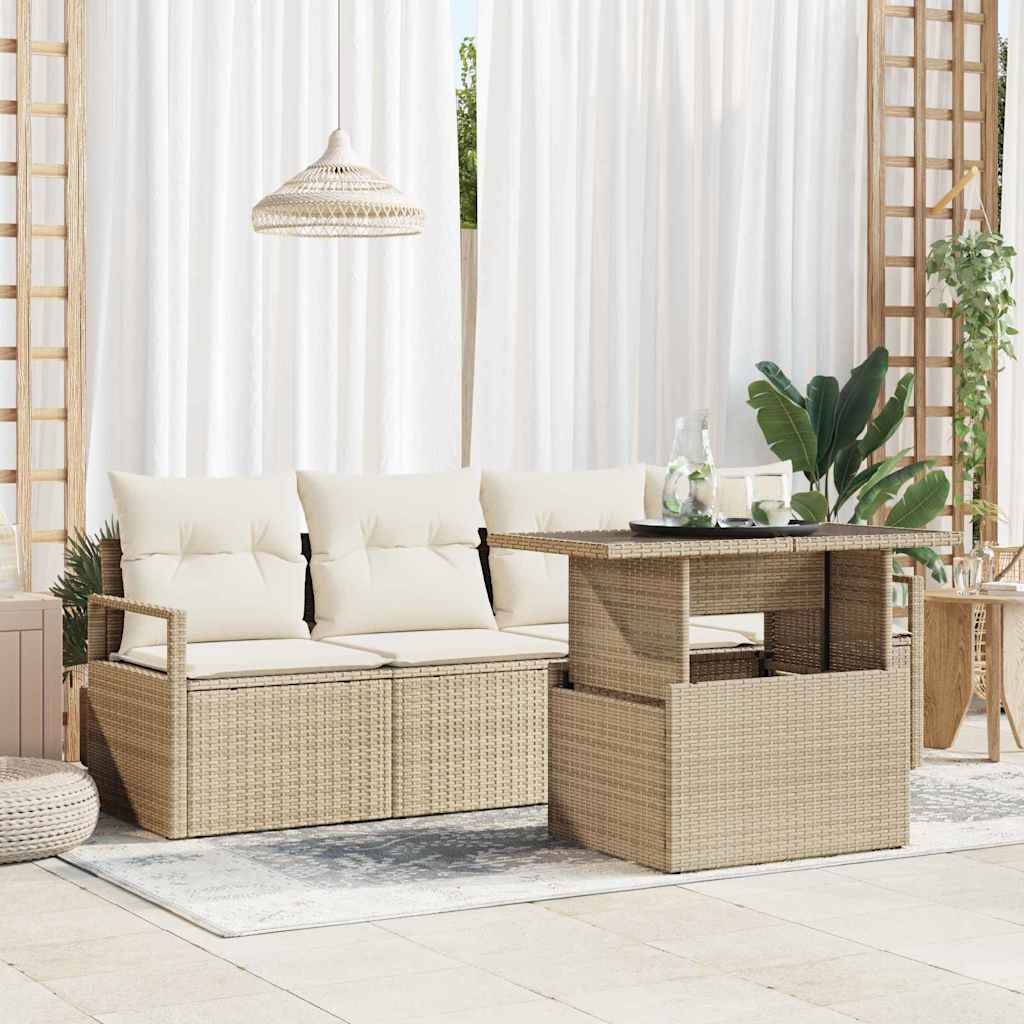 Havesofa Sæt Med Opbevaring 5 Dele Polyrattan