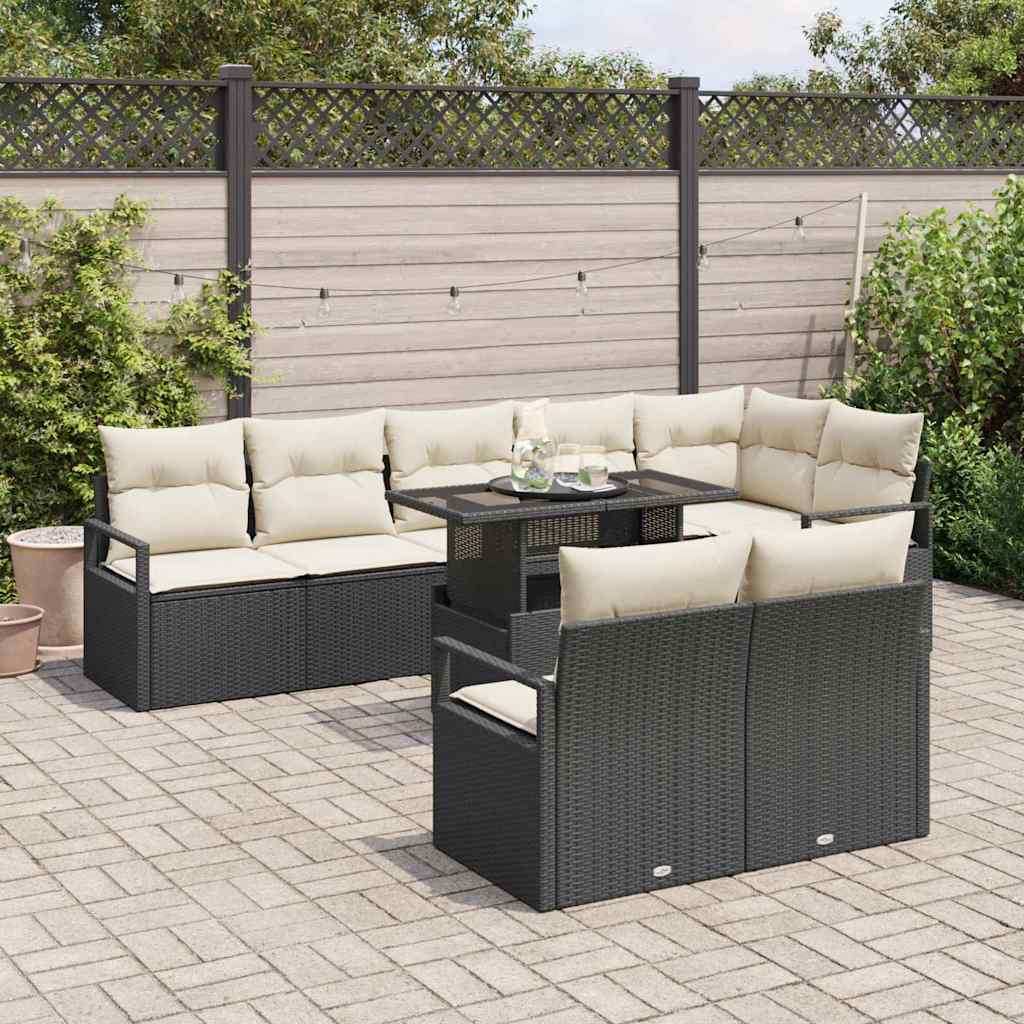 Havesofa Sæt Med Pude 9 Dele Polyrattan - Billede 3