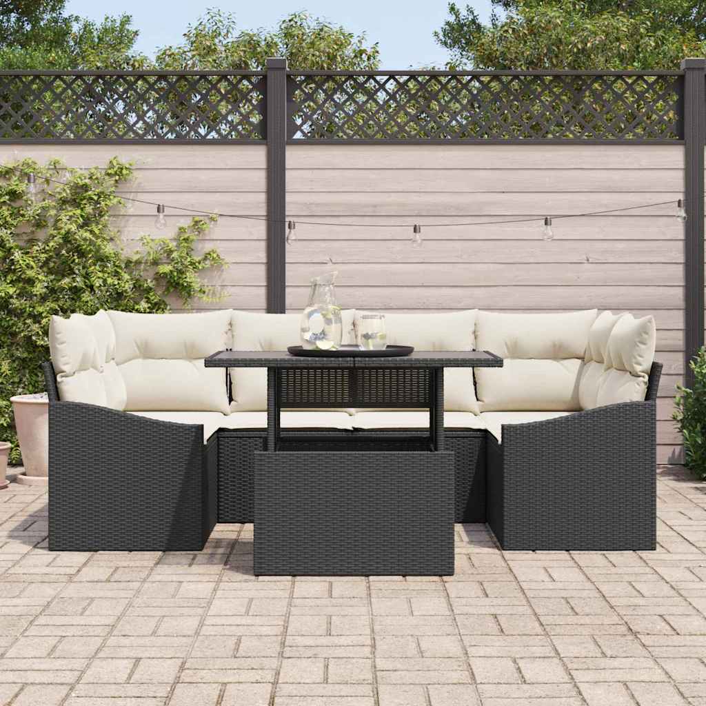Havesofa Sæt Med Pude 7 Dele Polyrattan - Billede 3