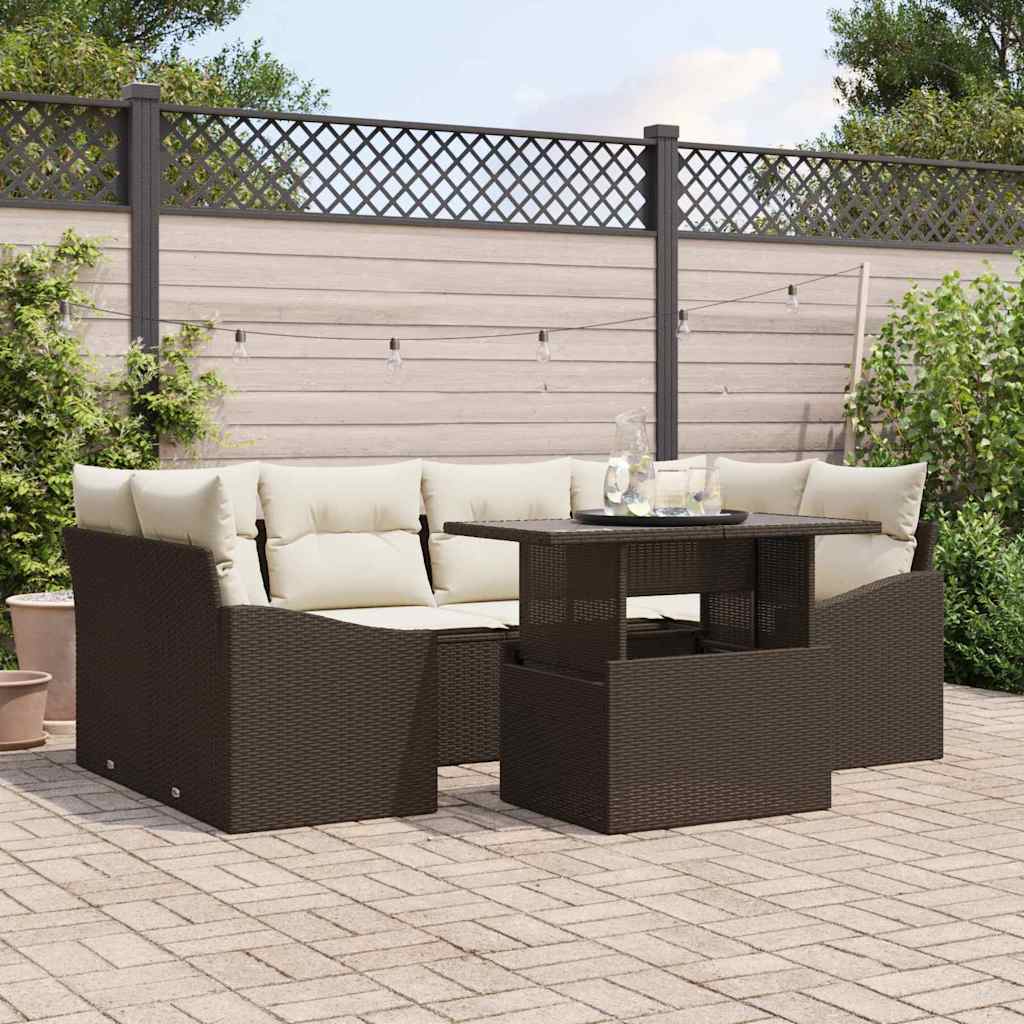 Havesofa Sæt Med Pude 7 Dele Polyrattan - Variant 3348934