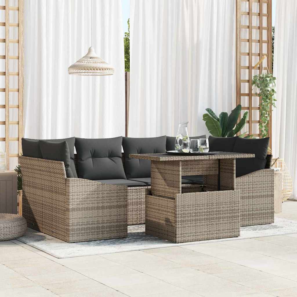 Havesofa Sæt Med Pude 7 Dele Polyrattan - Variant 3348935
