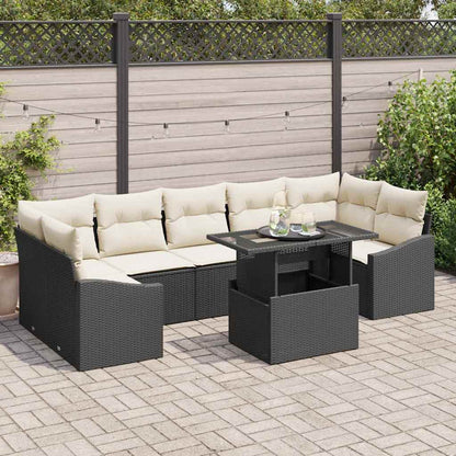 Havesofa Sæt 8 Stk. Sort Og Cream Polyrattan - Hovedbillede