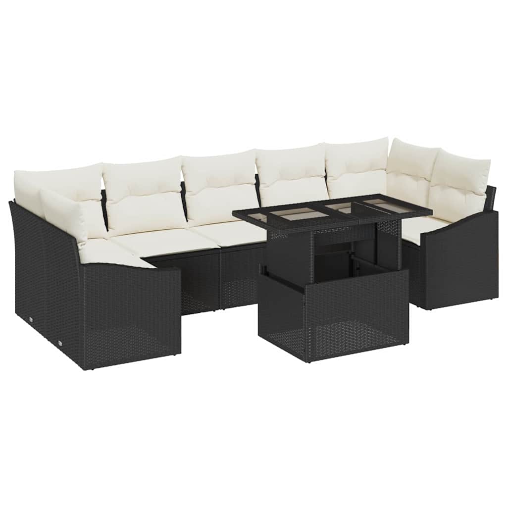Havesofa Sæt 8 Stk. Sort Og Cream Polyrattan - Billede 2