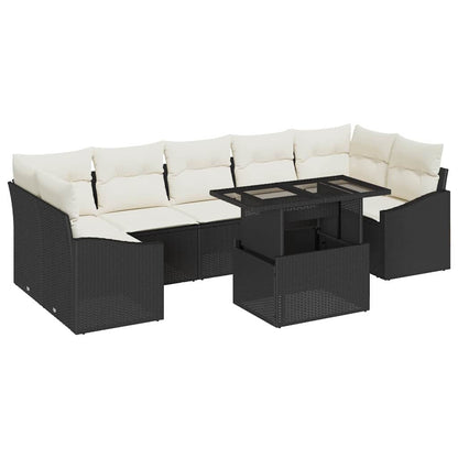 Havesofa Sæt 8 Stk. Sort Og Cream Polyrattan - Billede 2