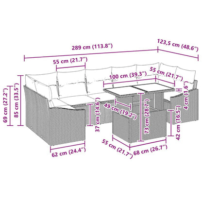 Havesofa Sæt 8 Stk. Sort Og Cream Polyrattan - Billede 11