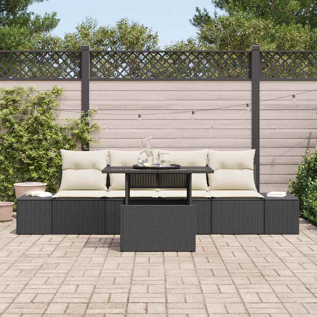 Sofa Sæt Med Pude 5 Dele Polyrattan - Billede 3
