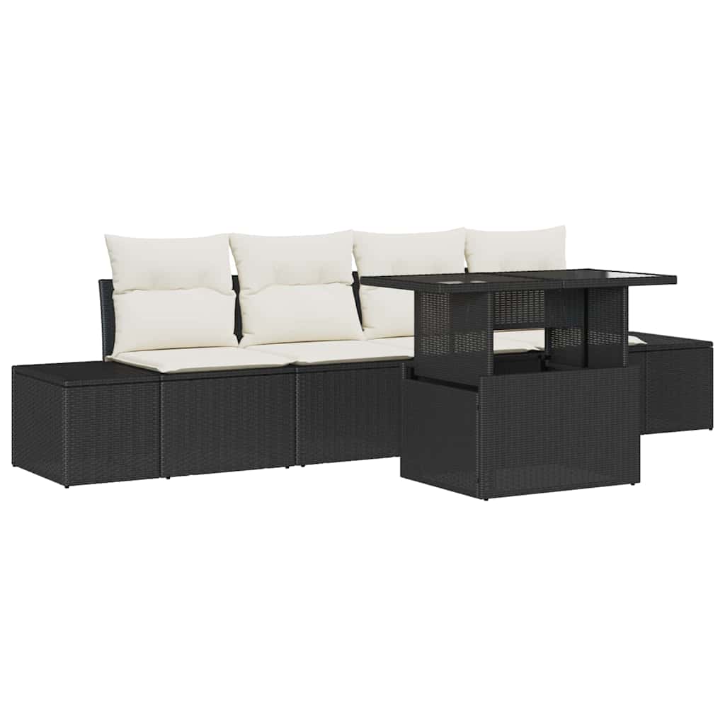 Sofa Sæt Med Pude 5 Dele Polyrattan - Billede 2