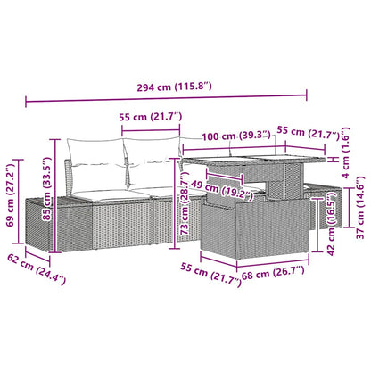Sofa Sæt Med Pude 5 Dele Polyrattan - Billede 10