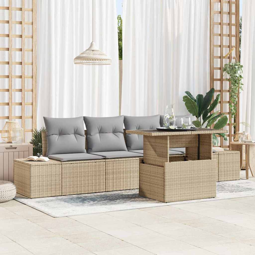 Sofa Sæt Med Pude 5 Dele Polyrattan