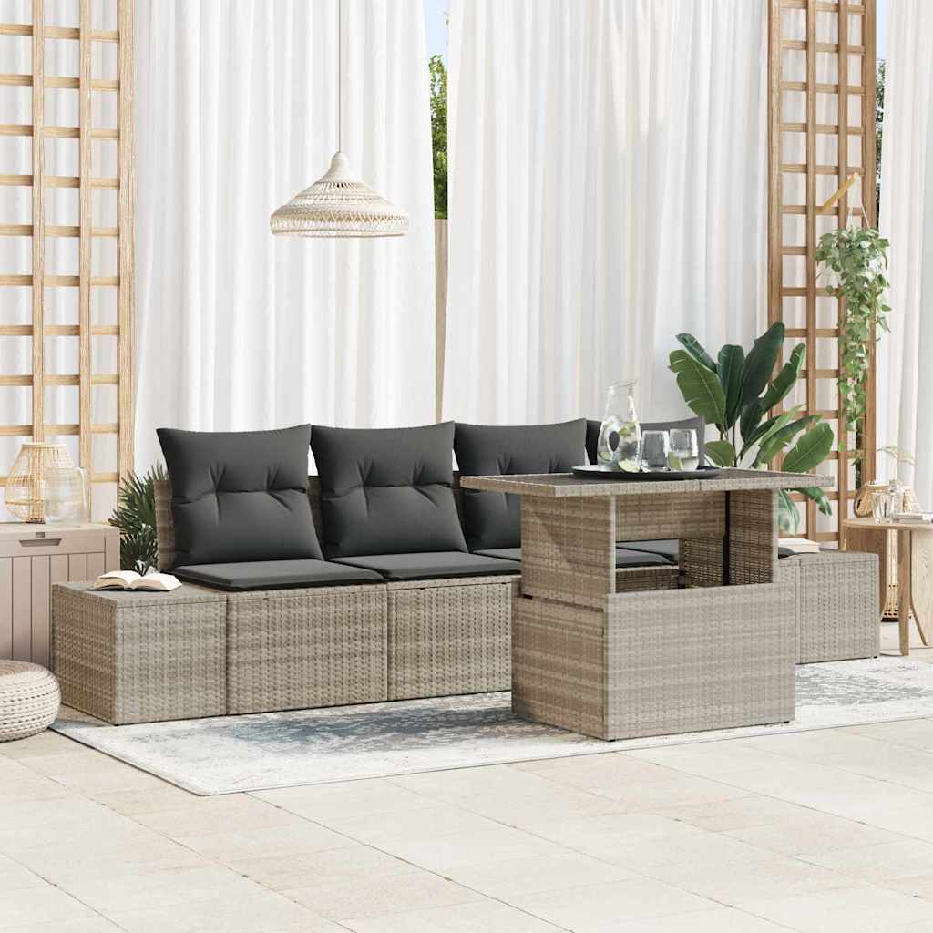 Sofa Sæt Med Pude 5 Dele Polyrattan