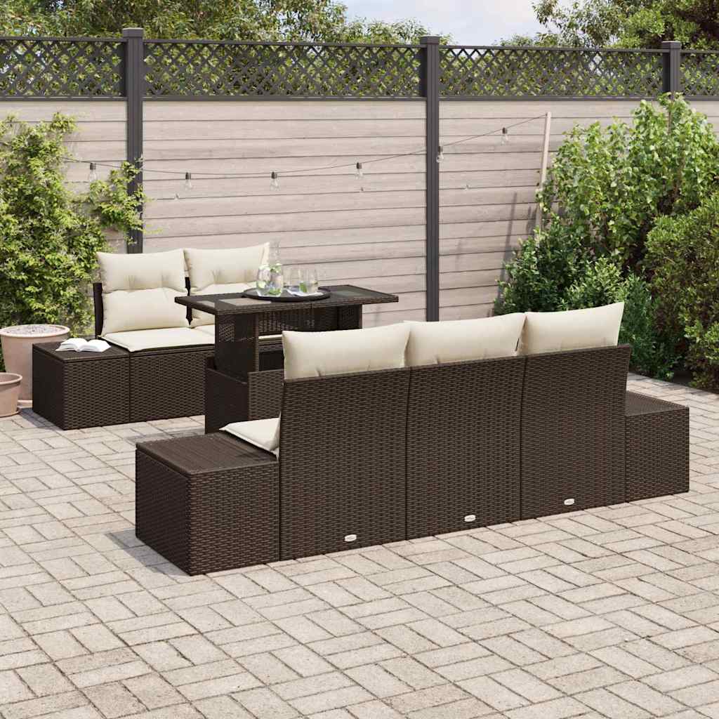 Sofa Sæt Med Pude 6 Dele Og Polyrattan - Billede 3