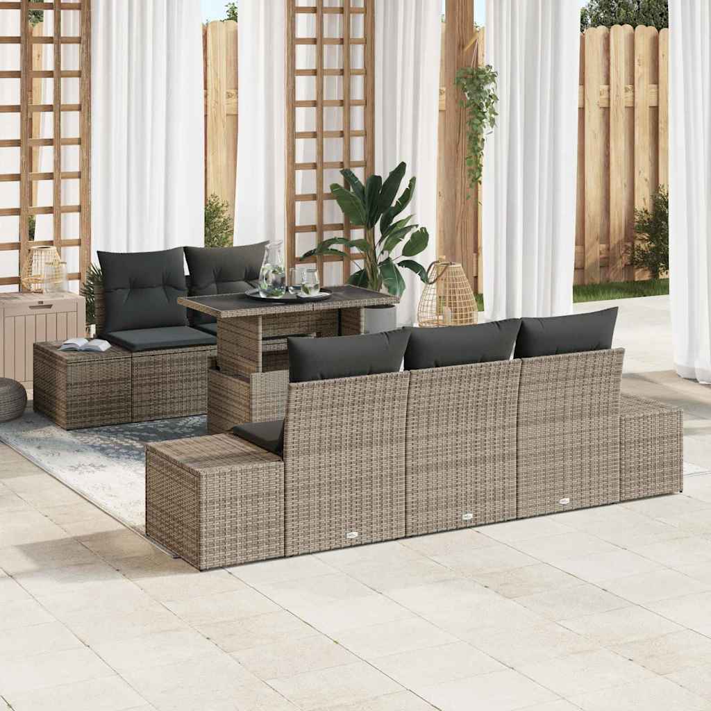 Sofa Sæt Med Pude 6 Dele Og Polyrattan - Variant 3349095