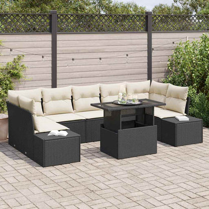 Sofa Sæt 8 Stk. Sort Og Cream Polyrattan - Hovedbillede