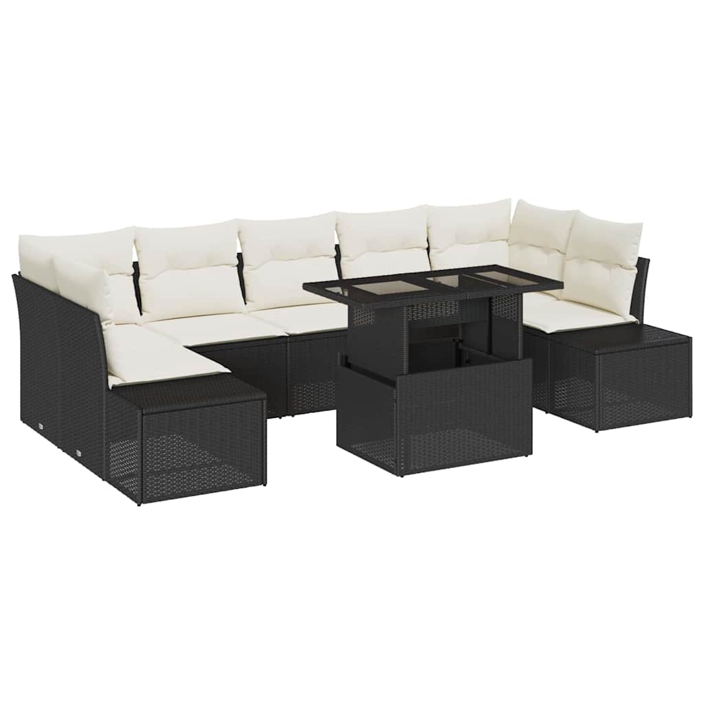 Sofa Sæt 8 Stk. Sort Og Cream Polyrattan - Billede 2