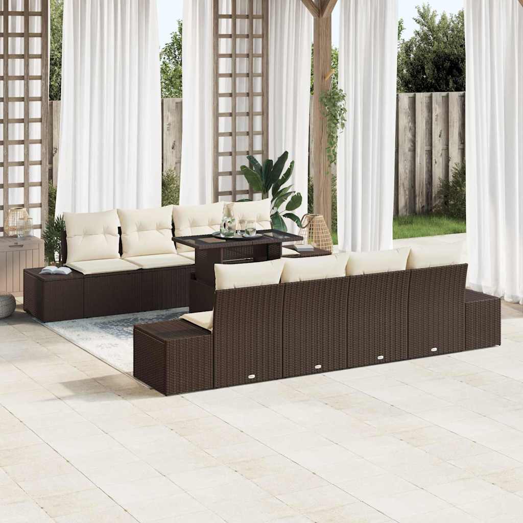 Havesofa Sæt Med Pude 9 Dele Polyrattan - Variant 3349144