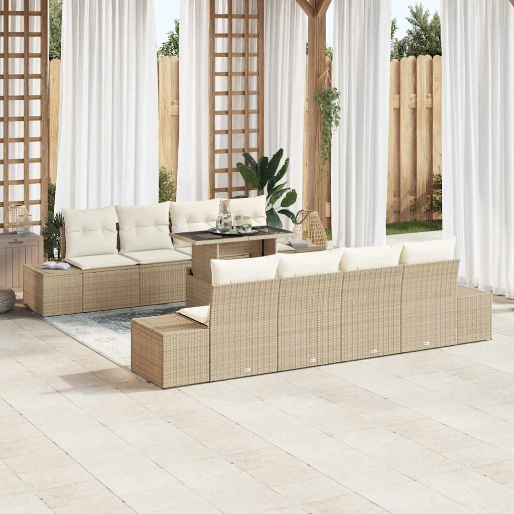 Havesofa Sæt Med Pude 9 Dele Polyrattan - Variant 3349147