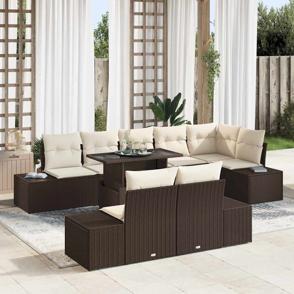 Havesofa Sæt Med Pude 9 Dele Polyrattan - Variant 3349204