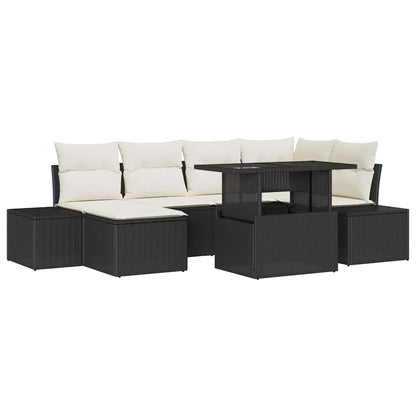 Havesofa Sæt 7 Stk. Sort Og Cream Polyrattan - Billede 2