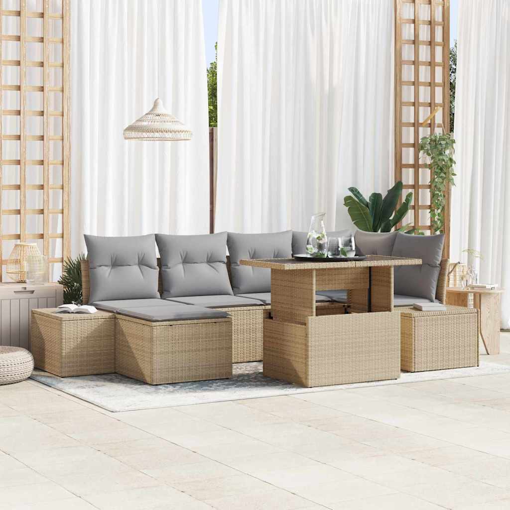 Havesofa Sæt 7 Stk. Og Polyrattan - Hovedbillede