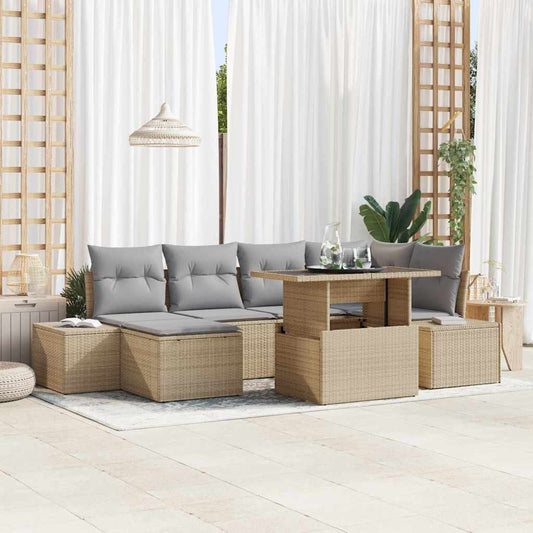 Havesofa Sæt 7 Stk. Og Polyrattan - Hovedbillede
