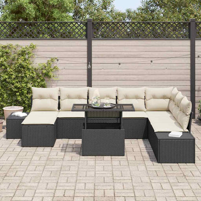 Havesofa Sæt 9 Stk. Sort Og Cream Polyrattan - Billede 3