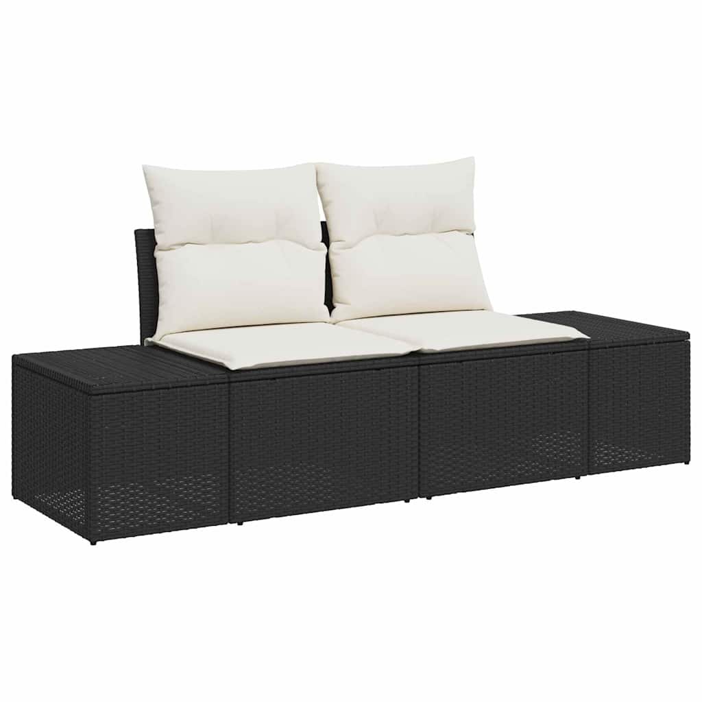 Havesofa Sæt 9 Stk. Sort Og Cream Polyrattan - Billede 4