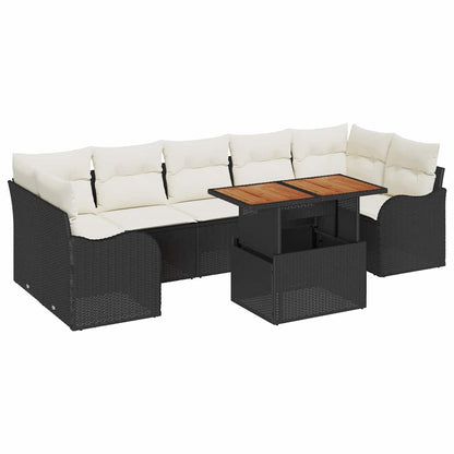 Havesofa Sæt 8 Stk. Sort Og Cream Polyrattan - Billede 2