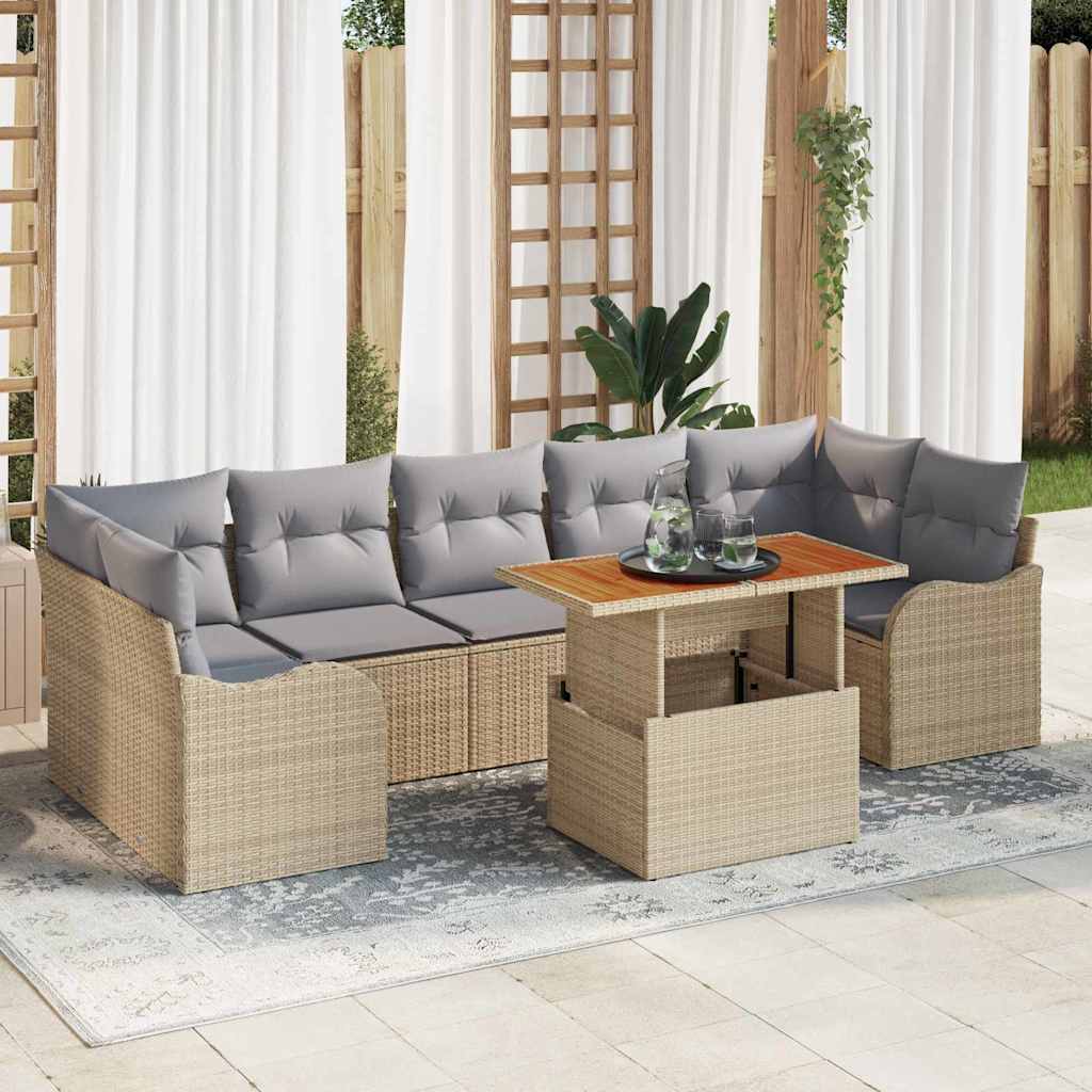 Havesofa Sæt Med Pude 8 Dele Polyrattan