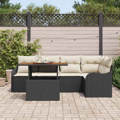 Havesofa Sæt 6 Stk. 5-Antal Sæder Sort Og Cream Polyrattan - Billede 3