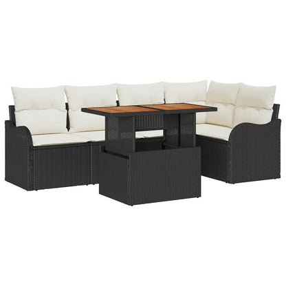 Havesofa Sæt 6 Stk. 5-Antal Sæder Sort Og Cream Polyrattan - Billede 2