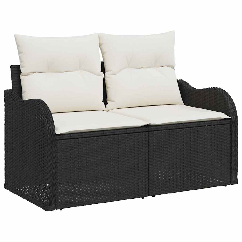 Havesofa Sæt 6 Stk. 5-Antal Sæder Sort Og Cream Polyrattan - Billede 4
