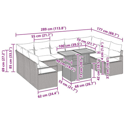 Havesofa Sæt Med Pude Med Pude 10 Dele - Billede 11