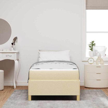 Box Spring Seng Med Madras Hvid Og Creme 90 X 190 Cm Stof - Billede 4