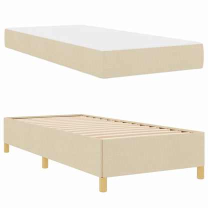 Box Spring Seng Med Madras Hvid Og Creme 90 X 190 Cm Stof - Billede 5