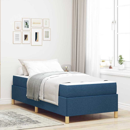 Box Spring Seng Med Madras Blå Og Hvid 90 X 190 Cm Stof - Hovedbillede