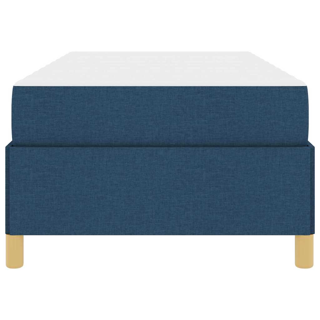 Box Spring Seng Med Madras Blå Og Hvid 90 X 190 Cm Stof - Billede 6
