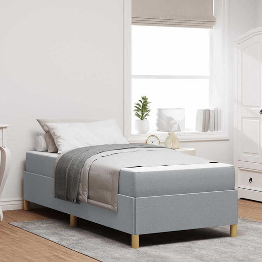 Box Spring Seng Lys Grå Og Hvid Og Lys Grå 90 X 200 Cm Stof - Hovedbillede