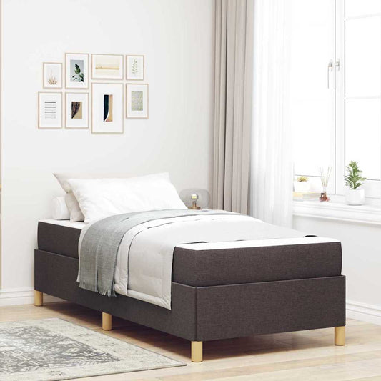 Box Spring Seng Med Madras Mørkebrun Og Hvid 90 X 200 Cm Stof - Hovedbillede