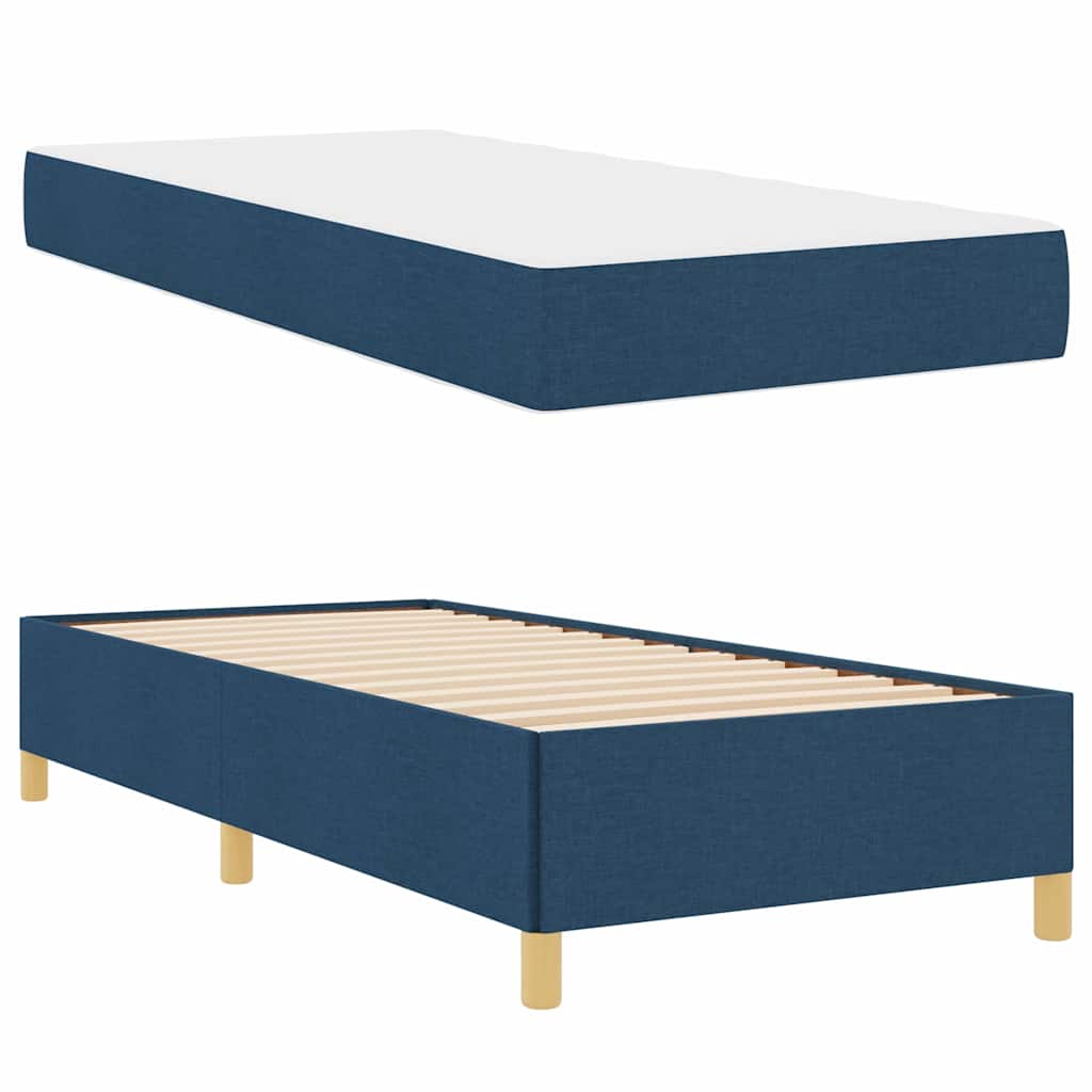 Box Spring Seng Med Madras Blå Og Hvid 90 X 200 Cm Stof - Billede 5