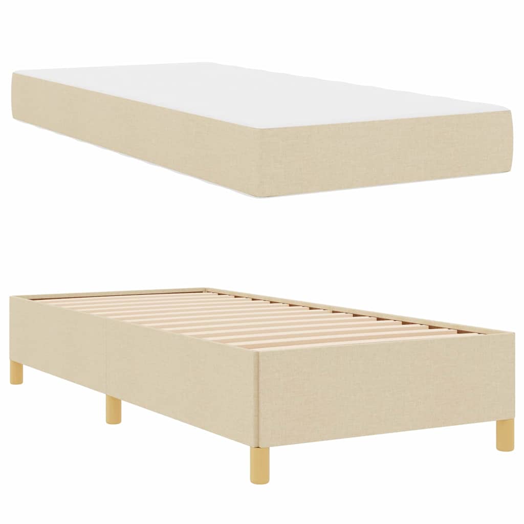 Box Spring Seng Med Madras Hvid Og Creme 100 X 200 Cm Stof - Billede 5