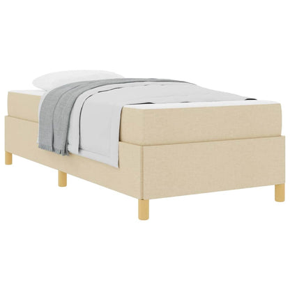 Box Spring Seng Med Madras Hvid Og Creme 100 X 200 Cm Stof - Billede 3