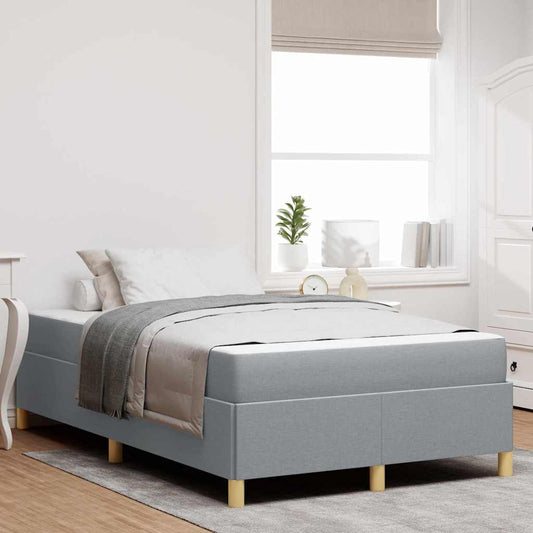 Box Spring Seng Med Madras Lysegrå Og Hvid 120 X 190 Cm Stof - Hovedbillede