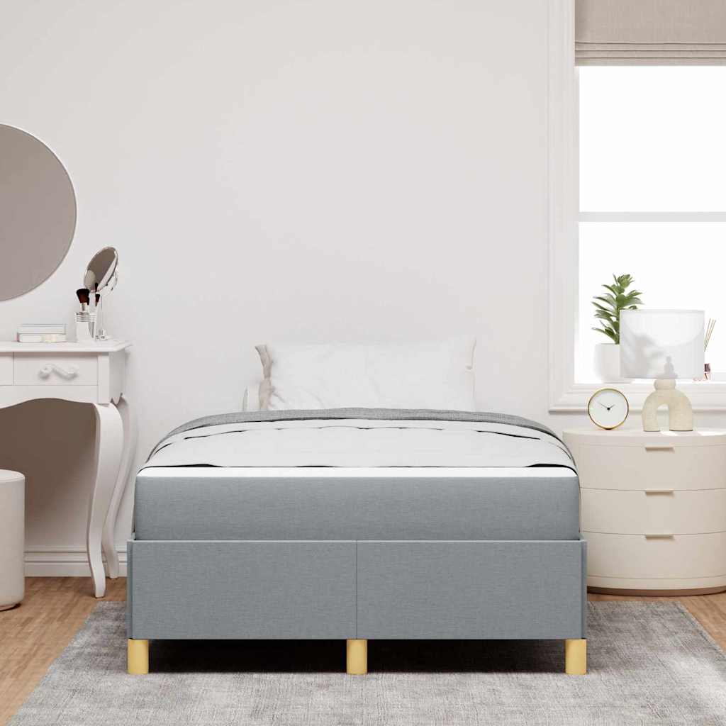 Box Spring Seng Med Madras Lysegrå Og Hvid 120 X 190 Cm Stof - Billede 4