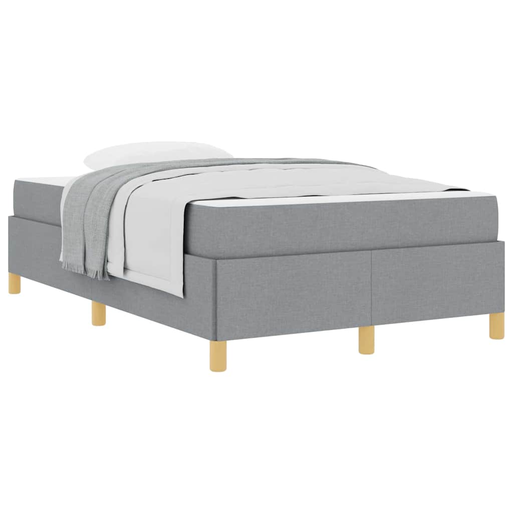 Box Spring Seng Med Madras Lysegrå Og Hvid 120 X 190 Cm Stof - Billede 3