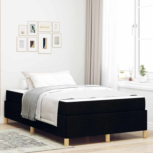 Box Spring Seng Sort Og Hvid Og Sort 120 X 190 Cm Stof - Hovedbillede