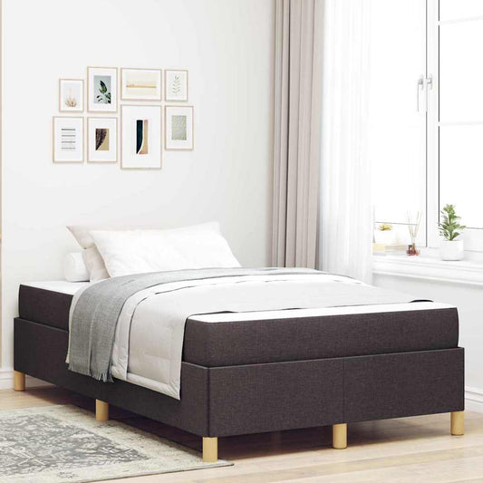 Box Spring Seng Med Madras Mørkebrun Og Hvid 120 X 190 Cm Stof - Hovedbillede